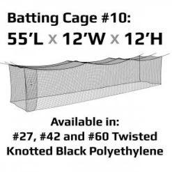 JUGS #10 Cage Twisted Knotted Polyethylene #42 Net 55 X 12 X 12: N2900 Batting Cages