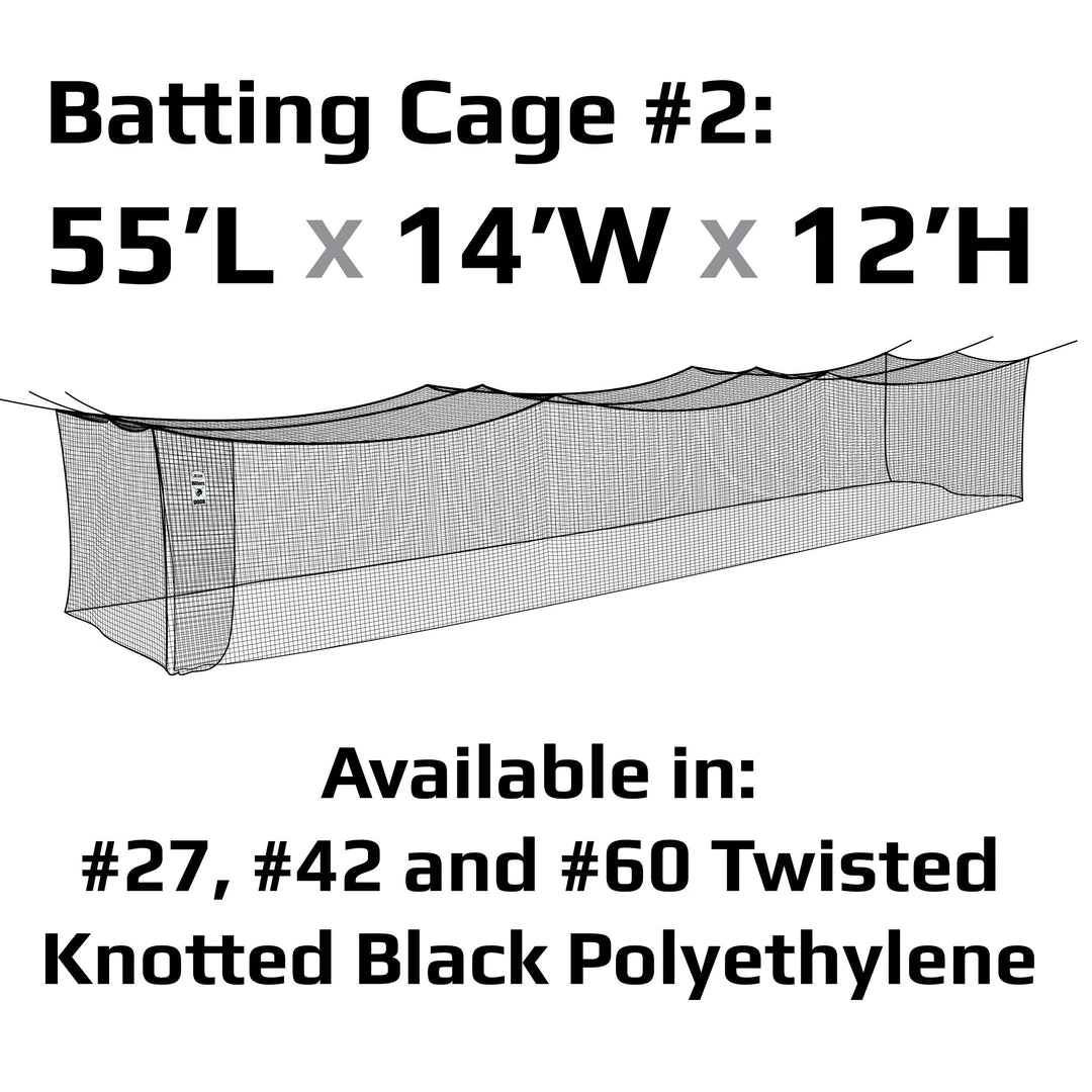JUGS #2 Cage Twisted Knotted Polyethylene #42 Net 55 X 14 X12: N2000 Batting Cages 4 JUGS #2 Cage Twisted Knotted Polyethylene #42 Net 55 X 14 X12: N2000 Batting Cages