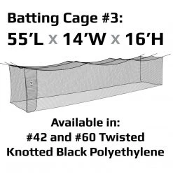 Batting Cages JUGS #3 Cage Twisted Knotted Polyethylene #60 Net 55 X 14 X 16: N3005