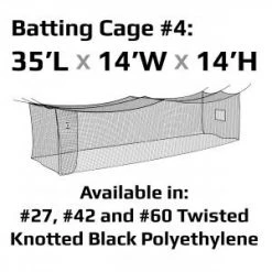 Batting Cages JUGS #4 Cage Twisted Knotted Polyethylene #42 Net 35 X 14 X 14: N4000